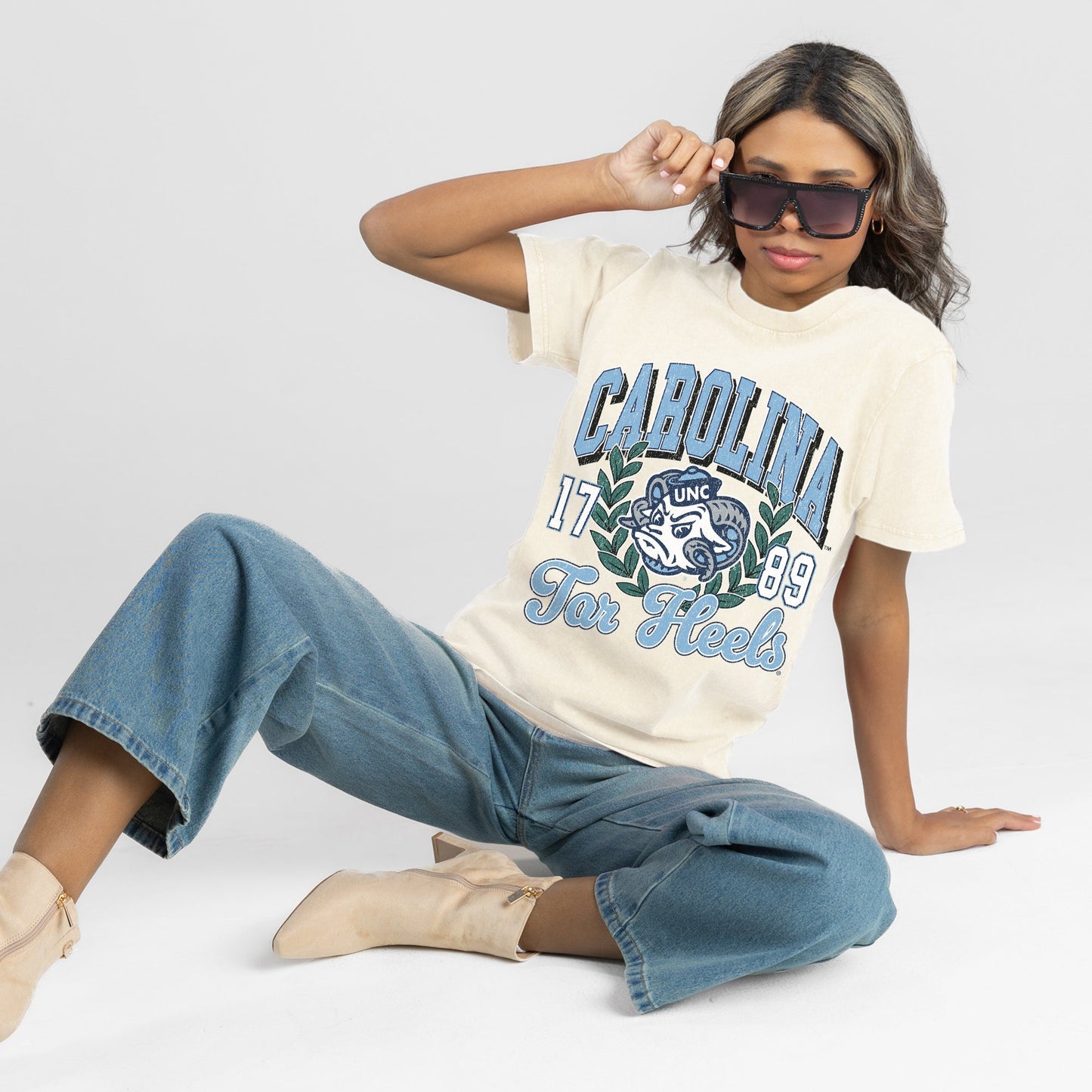 NORTH CAROLINA TAR HEELS RAISED ON VICTORY CLASSIC FIT COTTON BLEND CREWNECK TEE
