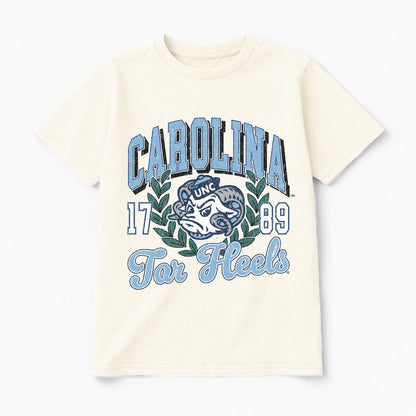 NORTH CAROLINA TAR HEELS RAISED ON VICTORY CLASSIC FIT COTTON BLEND CREWNECK TEE
