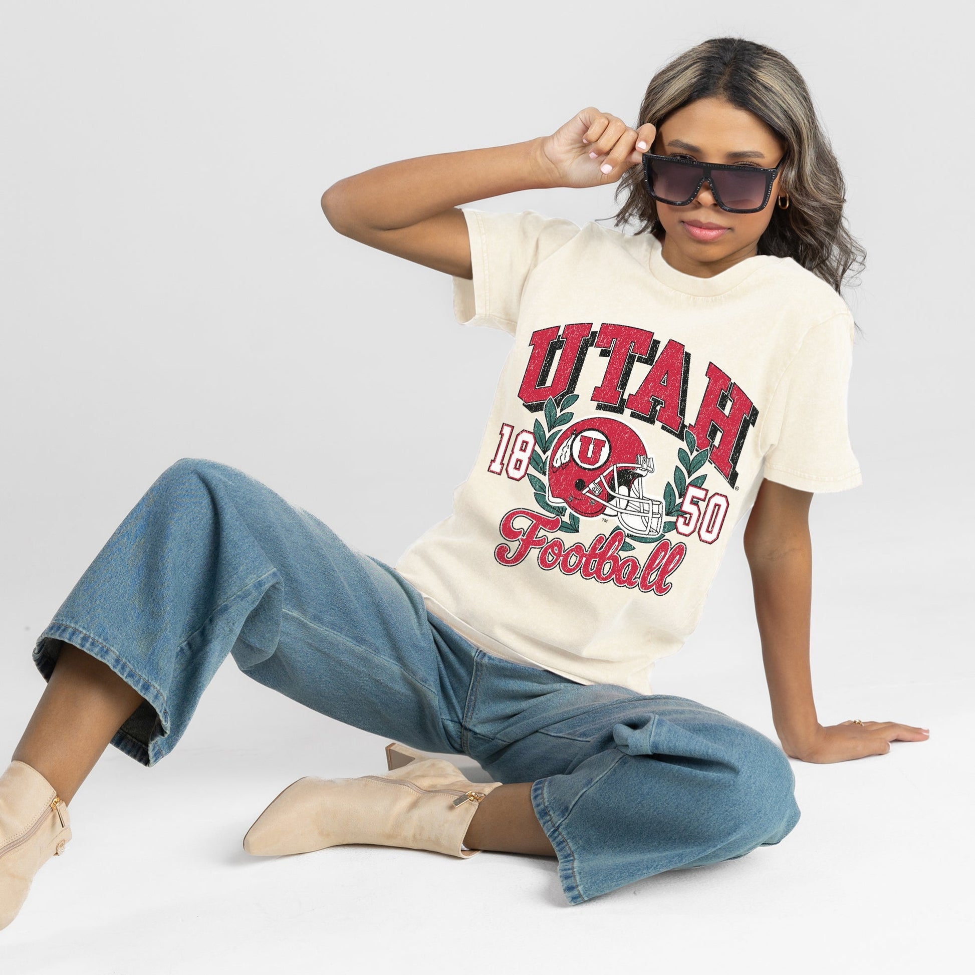 UTAH UTES RAISED ON VICTORY CLASSIC FIT COTTON BLEND CREWNECK TEE