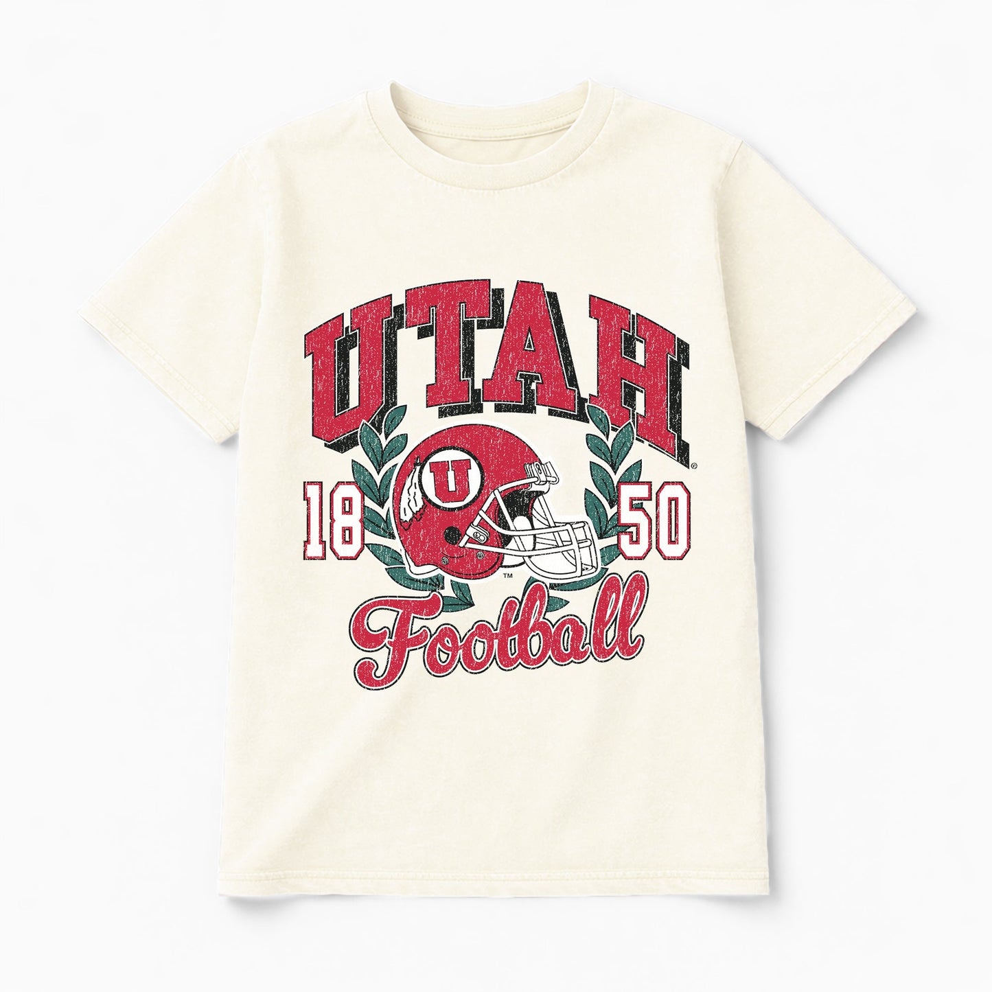 UTAH UTES RAISED ON VICTORY CLASSIC FIT COTTON BLEND CREWNECK TEE