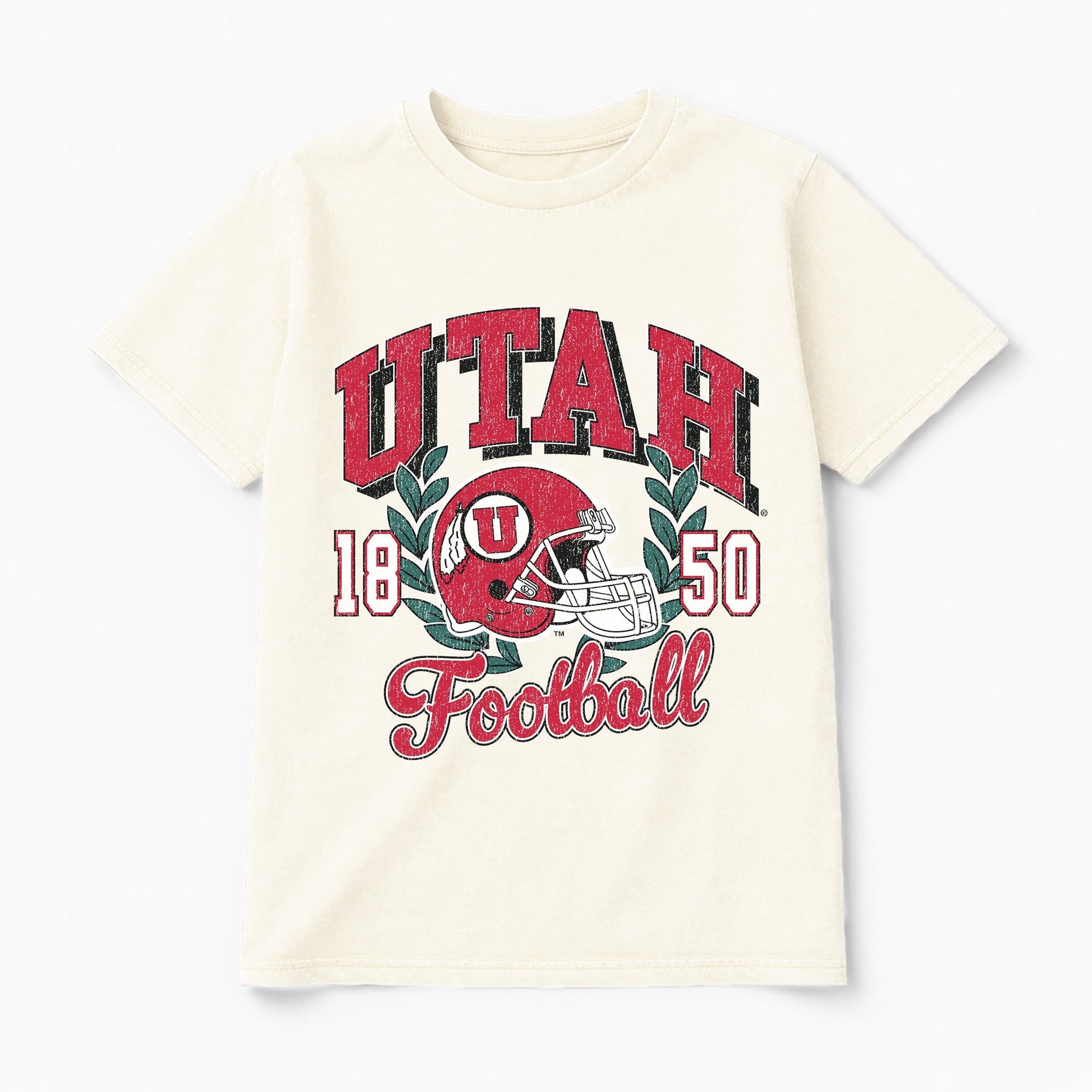 UTAH UTES RAISED ON VICTORY CLASSIC FIT COTTON BLEND CREWNECK TEE
