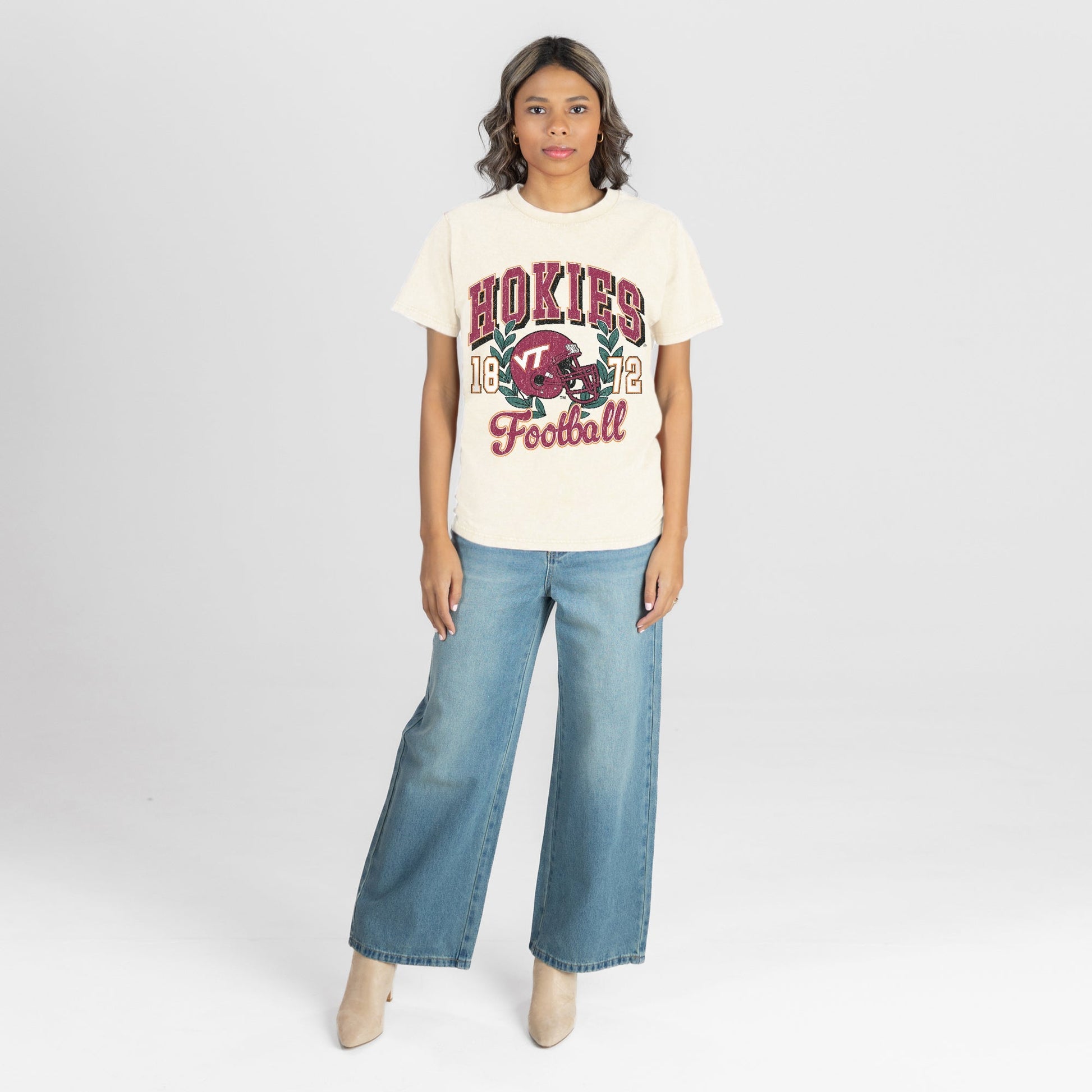 VIRGINIA TECH HOKIES RAISED ON VICTORY CLASSIC FIT COTTON BLEND CREWNECK TEE