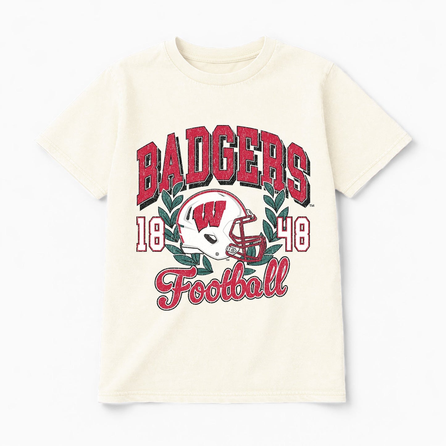 WISCONSIN BADGERS RAISED ON VICTORY CLASSIC FIT COTTON BLEND CREWNECK TEE
