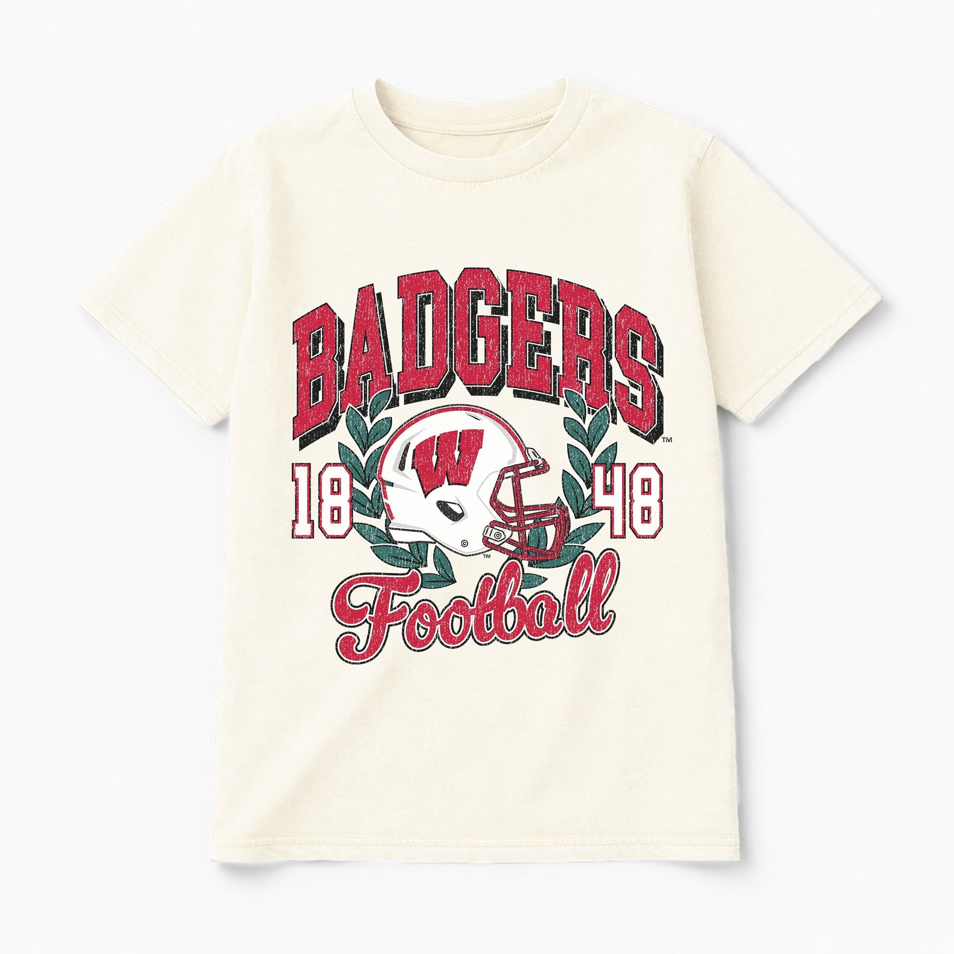 WISCONSIN BADGERS RAISED ON VICTORY CLASSIC FIT COTTON BLEND CREWNECK TEE