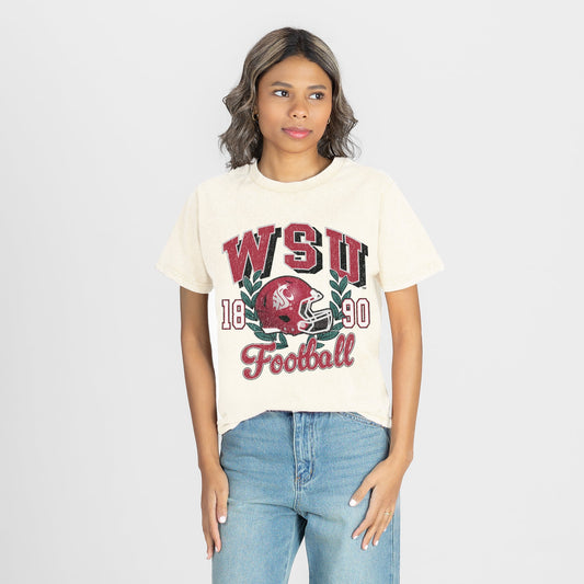 WASHINGTON STATE COUGARS RAISED ON VICTORY CLASSIC FIT COTTON BLEND CREWNECK TEE