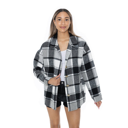 IOWA STATE CYCLONES MAD FOR PLAID LONG SLEEVE BRUSHED PLAID OVERSHIRT WITH LAPEL COLLAR, BUTTON CLOSURE, AND CUFF DETAIL