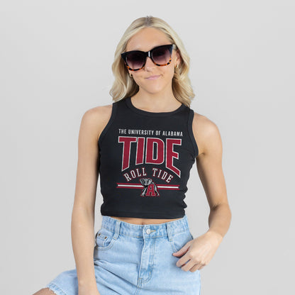 ALABAMA CRIMSON TIDE MIC DROP ESSENTIAL RIBBED CROP TANK