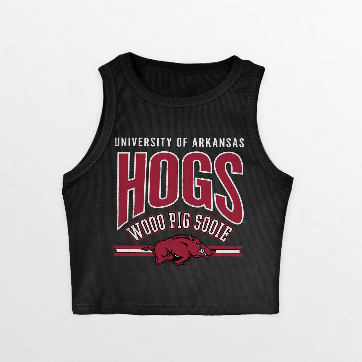 ARKANSAS RAZORBACKS MIC DROP ESSENTIAL RIBBED CROP TANK