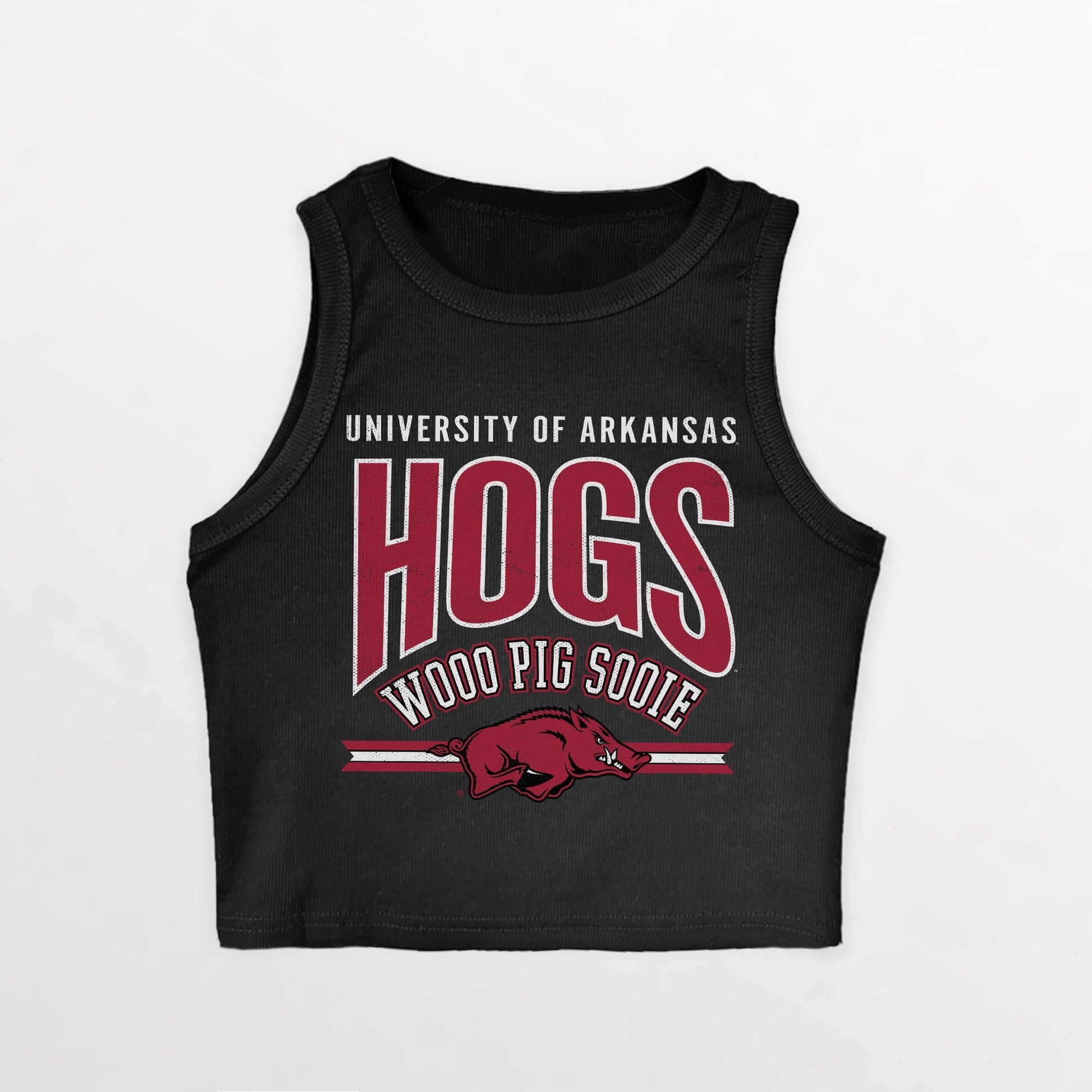 ARKANSAS RAZORBACKS MIC DROP ESSENTIAL RIBBED CROP TANK