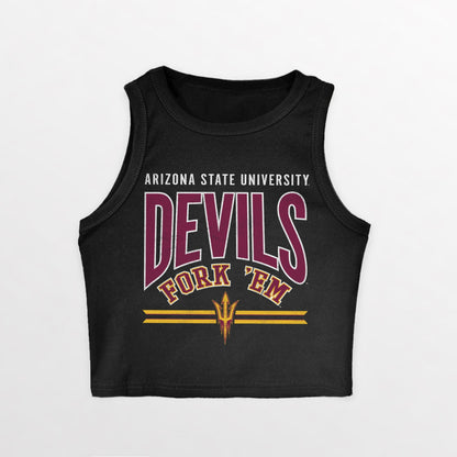 ARIZONA STATE SUN DEVILS MIC DROP ESSENTIAL RIBBED CROP TANK