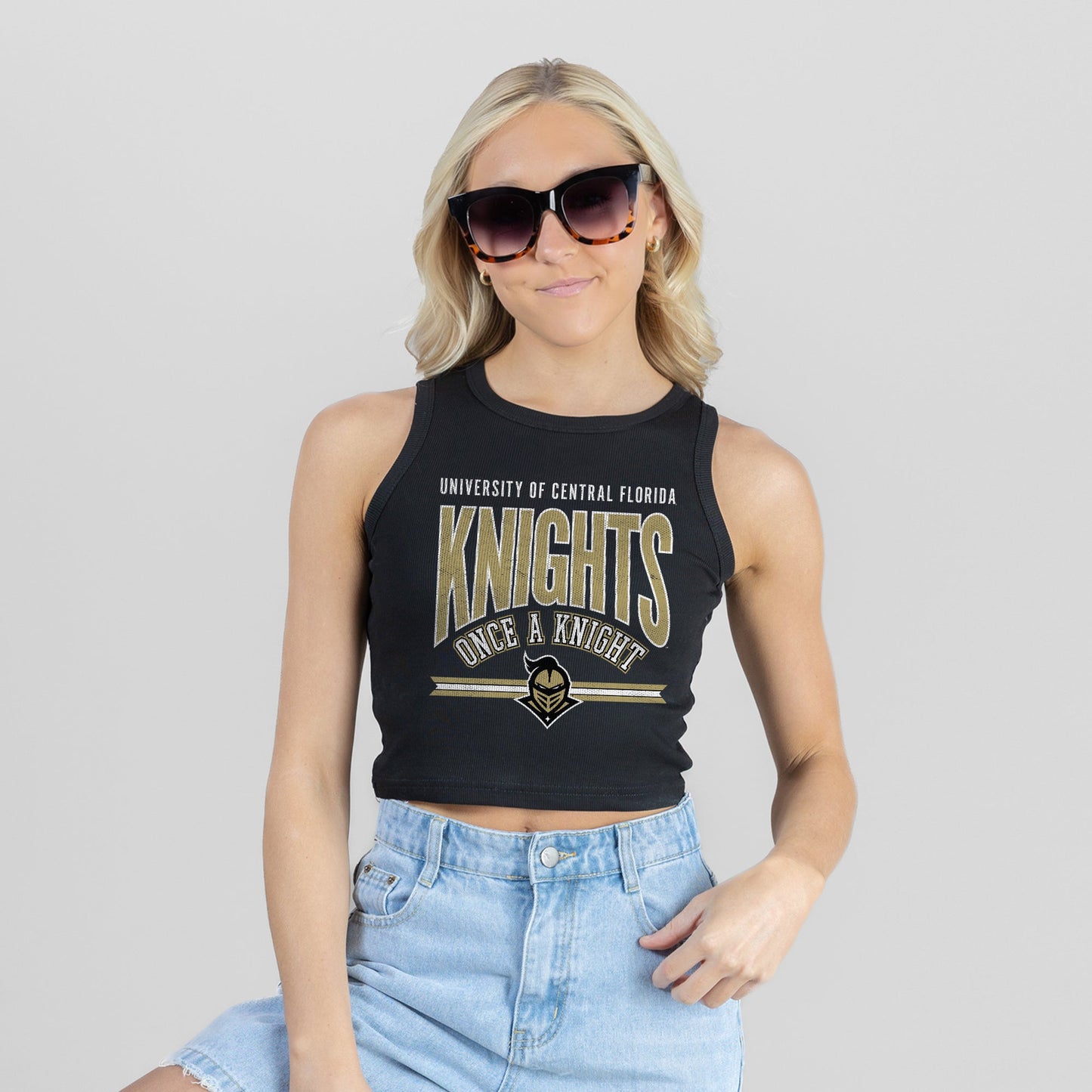 CENTRAL FLORIDA KNIGHTS MIC DROP ESSENTIAL RIBBED CROP TANK