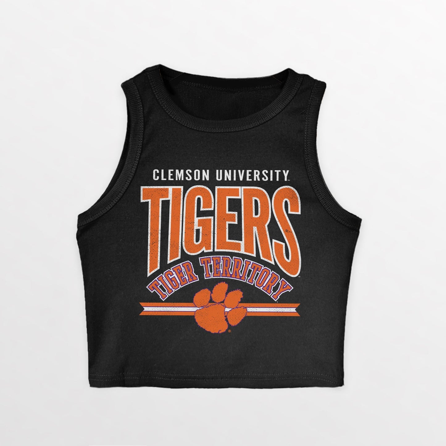 CLEMSON TIGERS MIC DROP ESSENTIAL RIBBED CROP TANK