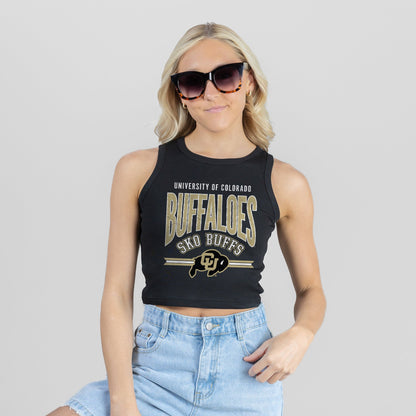COLORADO BUFFALOES MIC DROP ESSENTIAL RIBBED CROP TANK