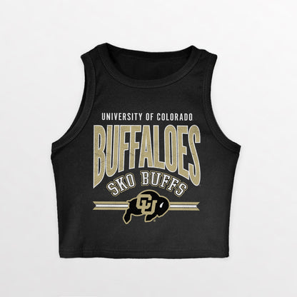 COLORADO BUFFALOES MIC DROP ESSENTIAL RIBBED CROP TANK