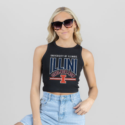 ILLINOIS FIGHTING ILLINI MIC DROP ESSENTIAL RIBBED CROP TANK