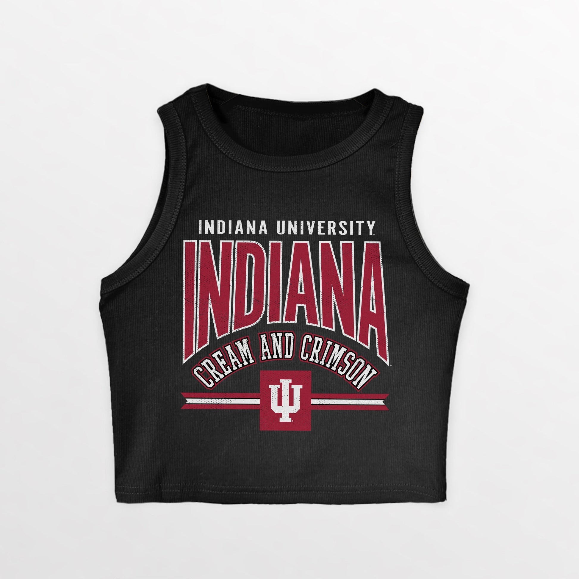 INDIANA HOOSIERS MIC DROP ESSENTIAL RIBBED CROP TANK