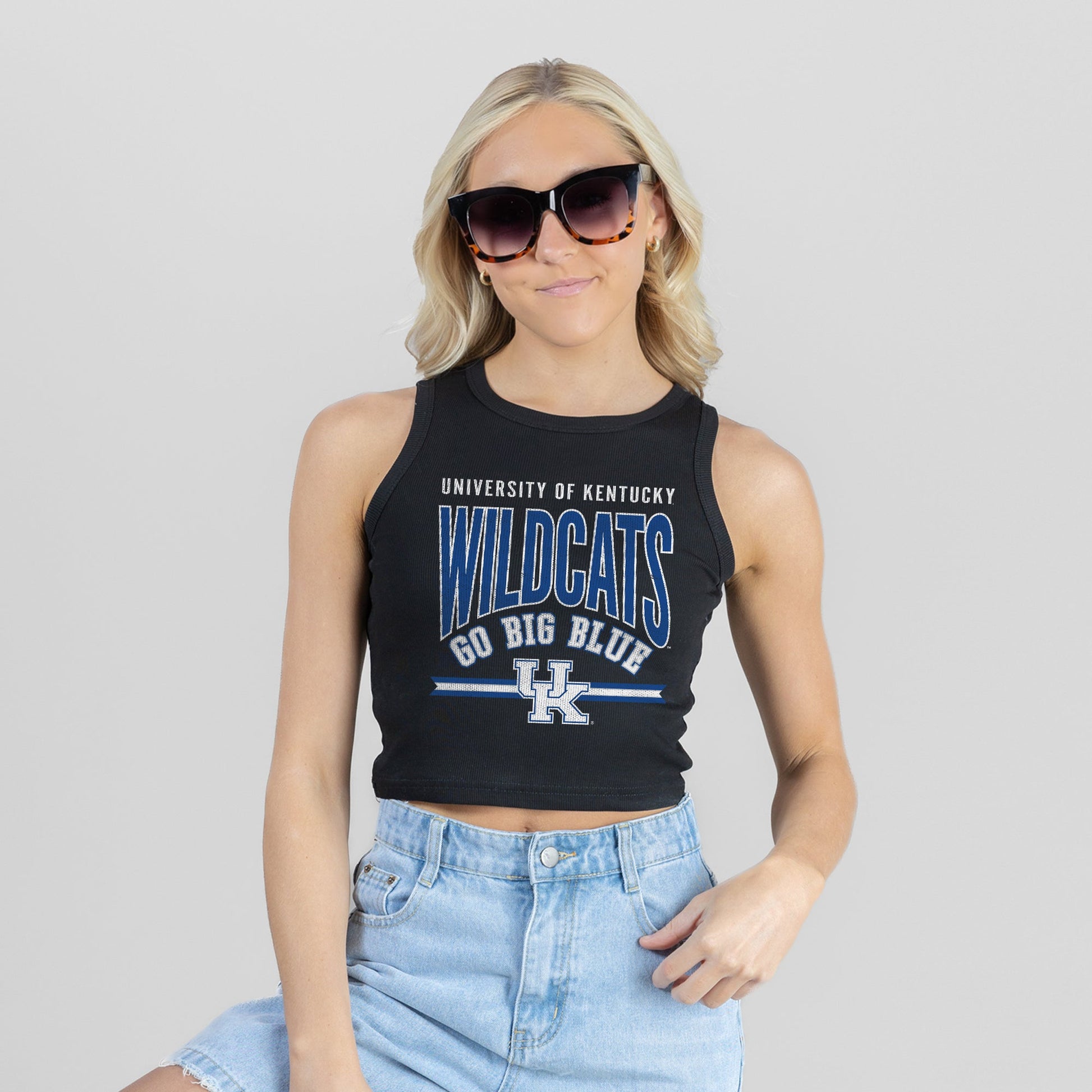 KENTUCKY WILDCATS MIC DROP ESSENTIAL RIBBED CROP TANK