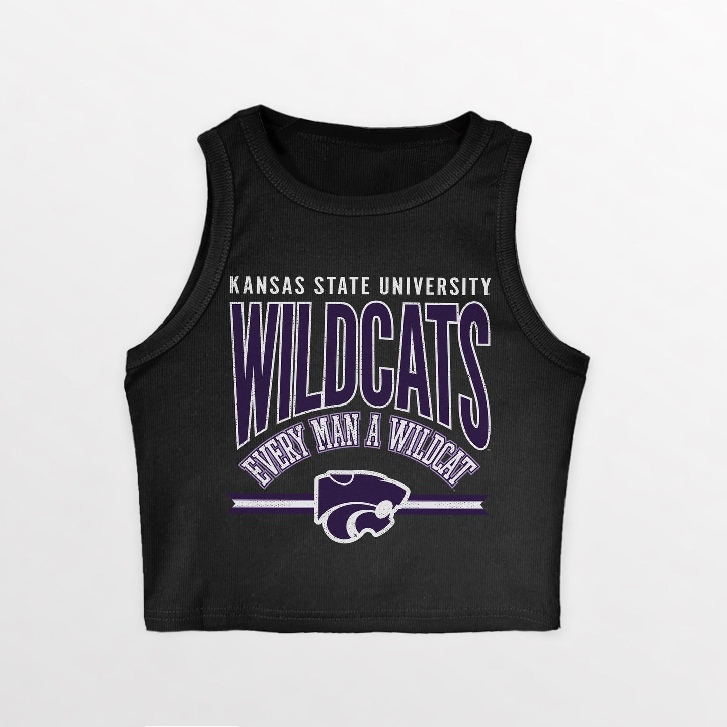 KANSAS STATE WILDCATS MIC DROP ESSENTIAL RIBBED CROP TANK