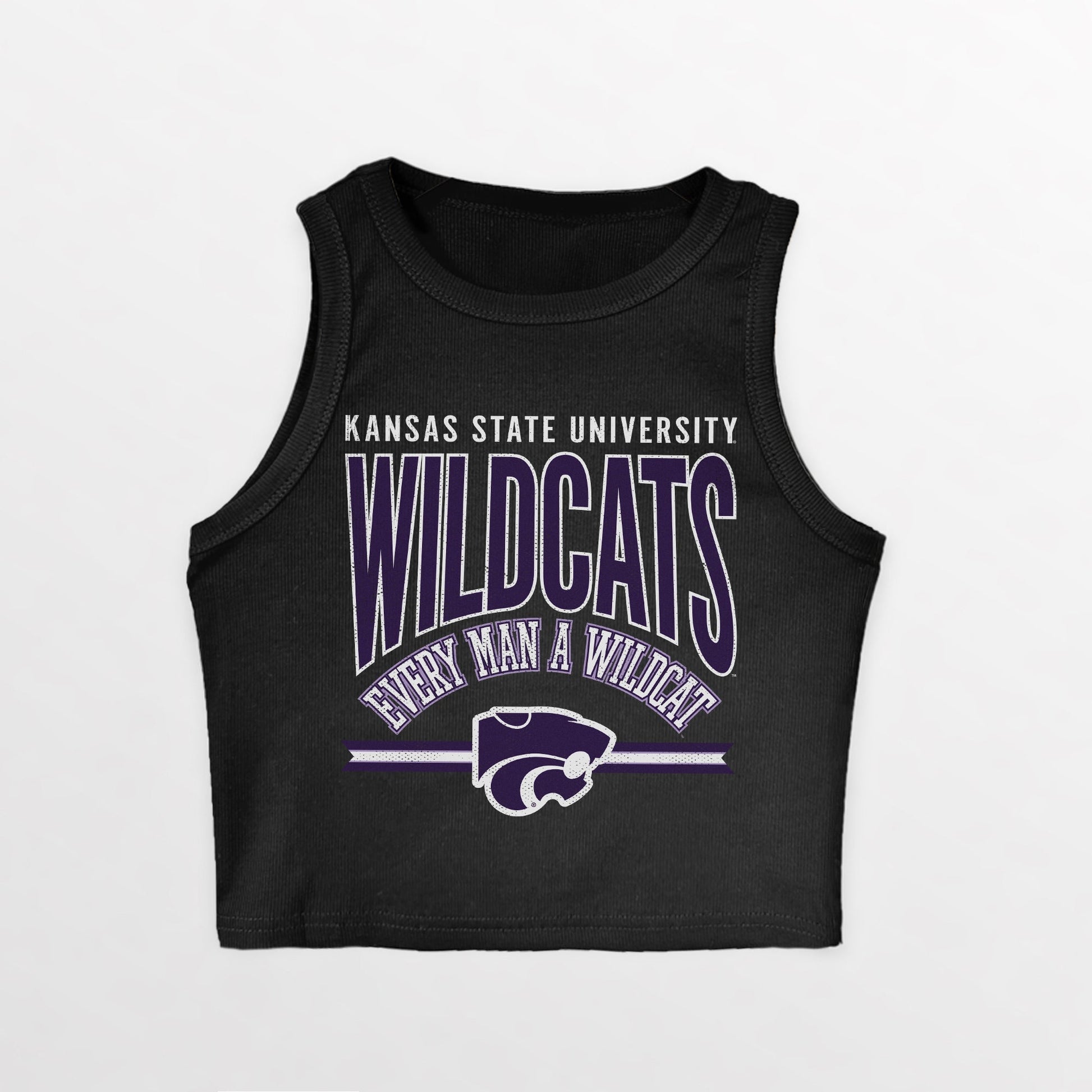 KANSAS STATE WILDCATS MIC DROP ESSENTIAL RIBBED CROP TANK