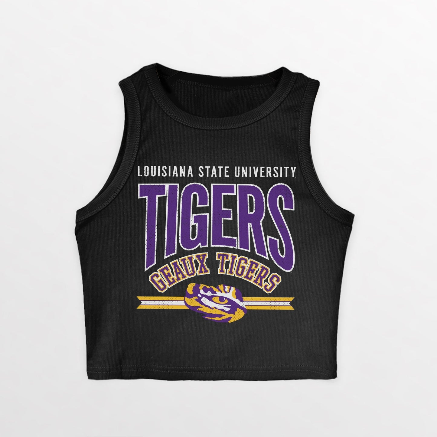 LSU TIGERS MIC DROP ESSENTIAL RIBBED CROP TANK