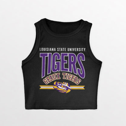 LSU TIGERS MIC DROP ESSENTIAL RIBBED CROP TANK