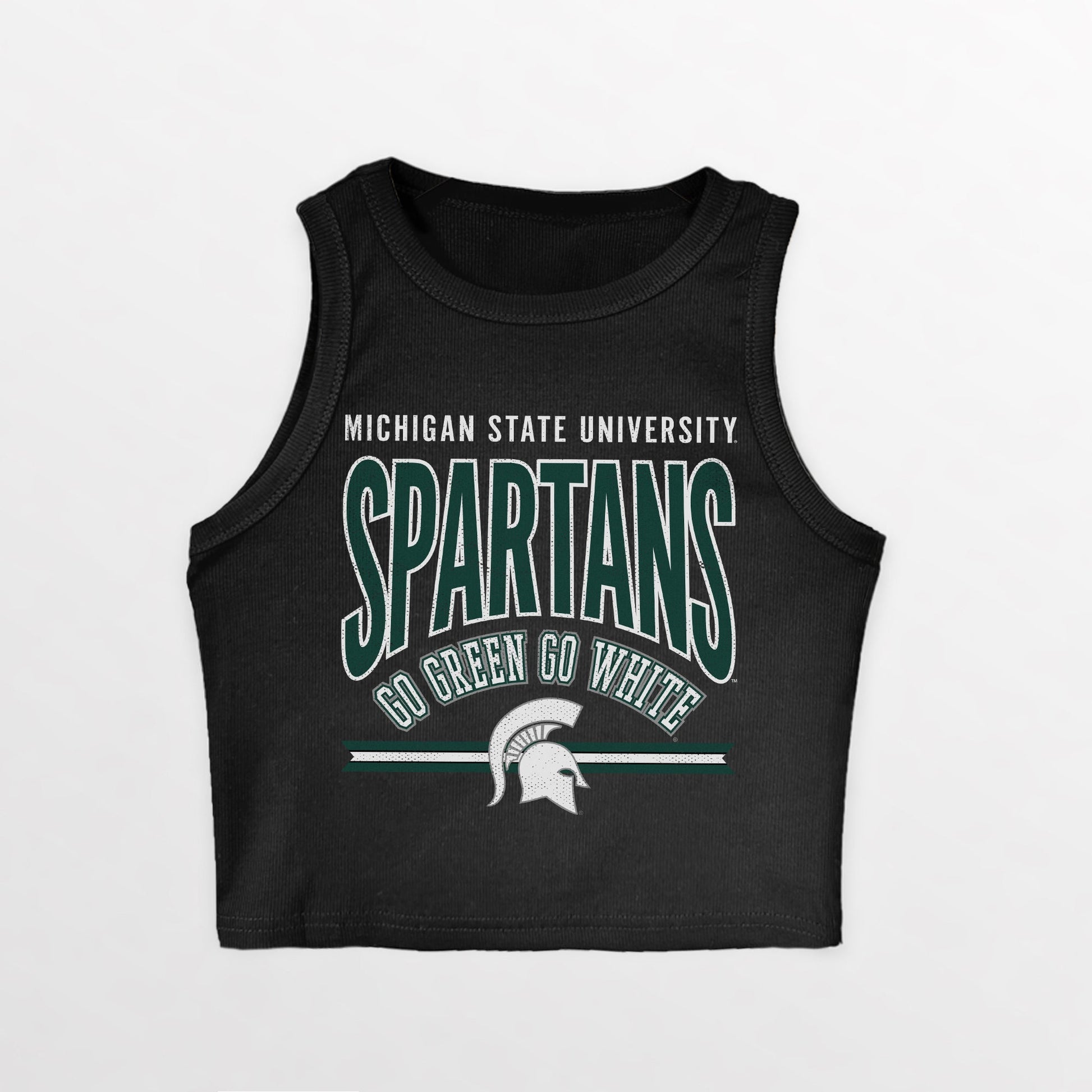 MICHIGAN STATE SPARTANS MIC DROP ESSENTIAL RIBBED CROP TANK
