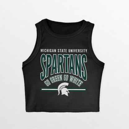 MICHIGAN STATE SPARTANS MIC DROP ESSENTIAL RIBBED CROP TANK