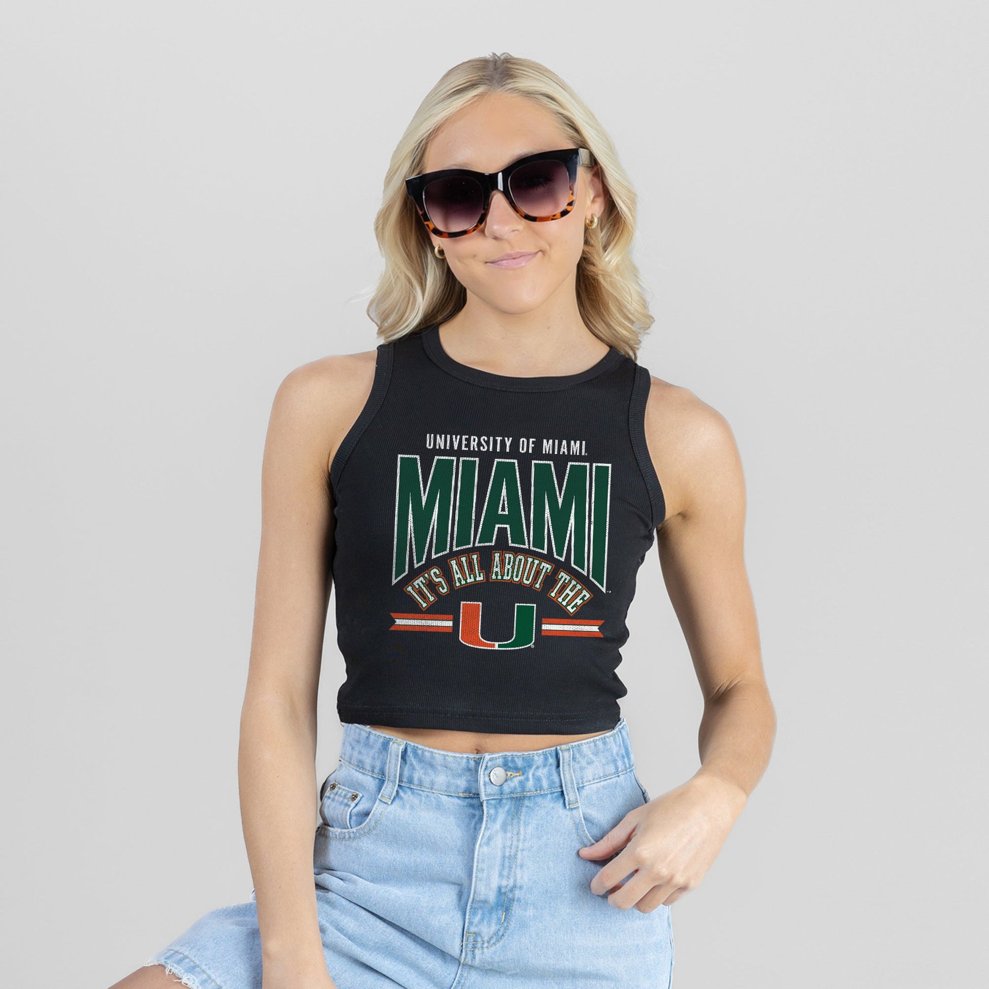 MIAMI HURRICANES MIC DROP ESSENTIAL RIBBED CROP TANK