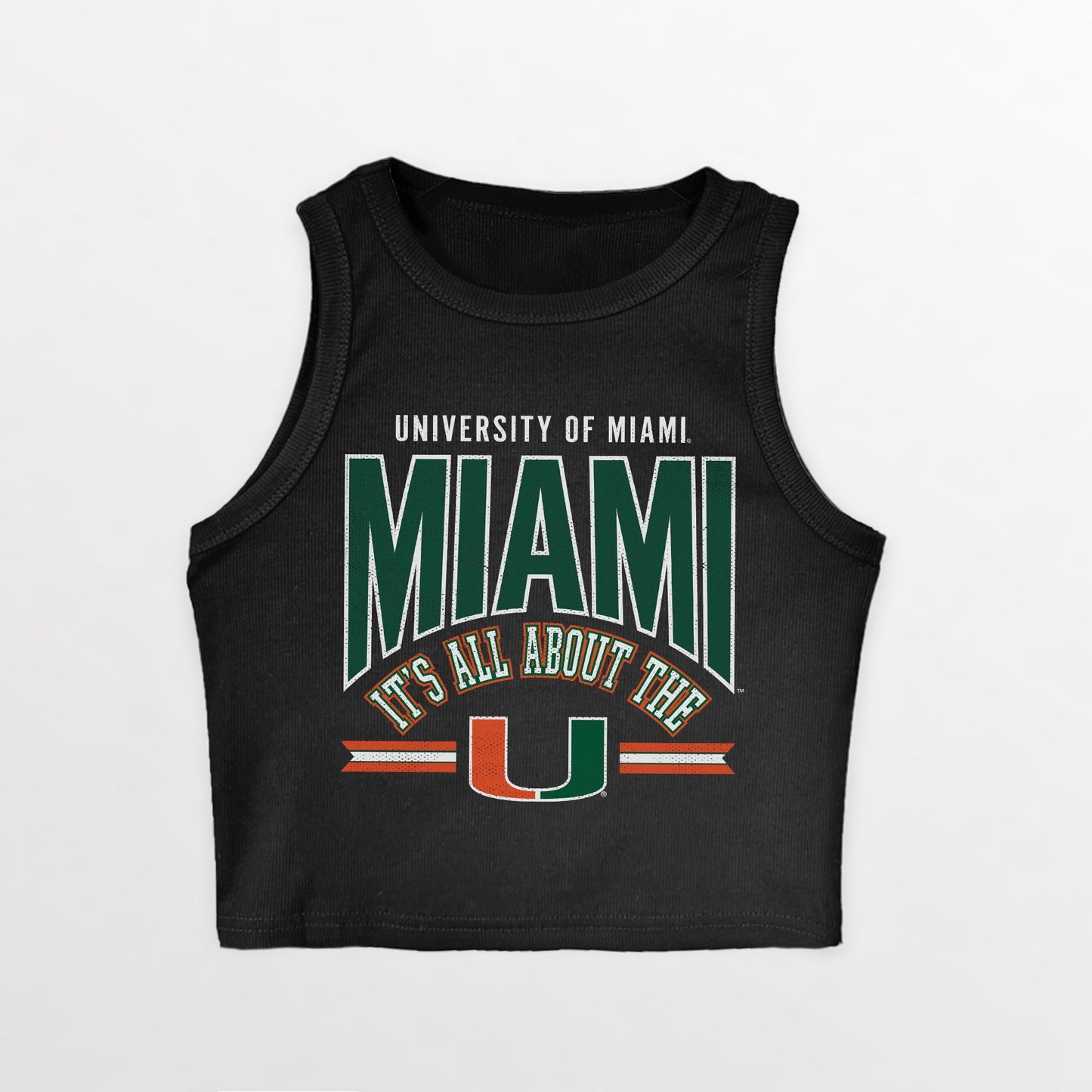 MIAMI HURRICANES MIC DROP ESSENTIAL RIBBED CROP TANK
