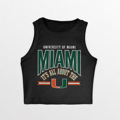 MIAMI HURRICANES MIC DROP ESSENTIAL RIBBED CROP TANK