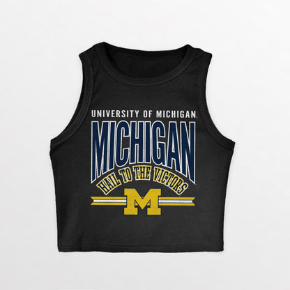 MICHIGAN WOLVERINES MIC DROP ESSENTIAL RIBBED CROP TANK
