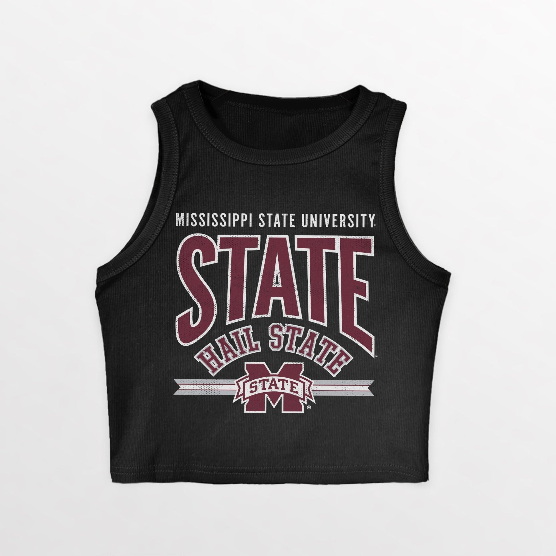 MISSISSIPPI STATE BULLDOGS MIC DROP ESSENTIAL RIBBED CROP TANK