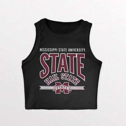 MISSISSIPPI STATE BULLDOGS MIC DROP ESSENTIAL RIBBED CROP TANK
