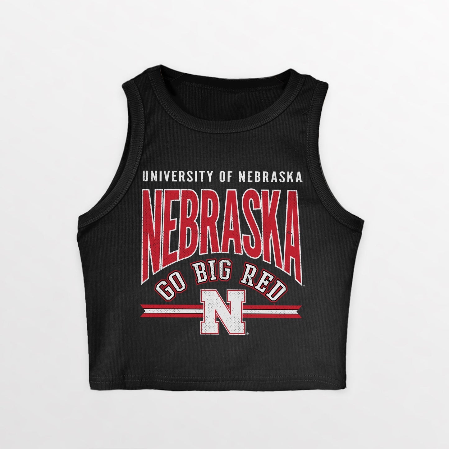 NEBRASKA CORNHUSKERS MIC DROP ESSENTIAL RIBBED CROP TANK