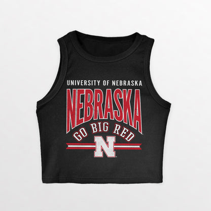 NEBRASKA CORNHUSKERS MIC DROP ESSENTIAL RIBBED CROP TANK
