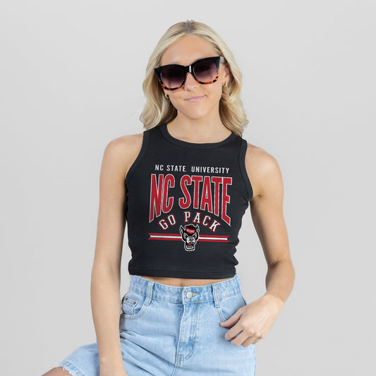 NORTH CAROLINA STATE WOLFPACK MIC DROP ESSENTIAL RIBBED CROP TANK