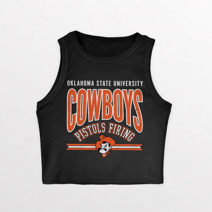 OKLAHOMA STATE COWBOYS MIC DROP ESSENTIAL RIBBED CROP TANK