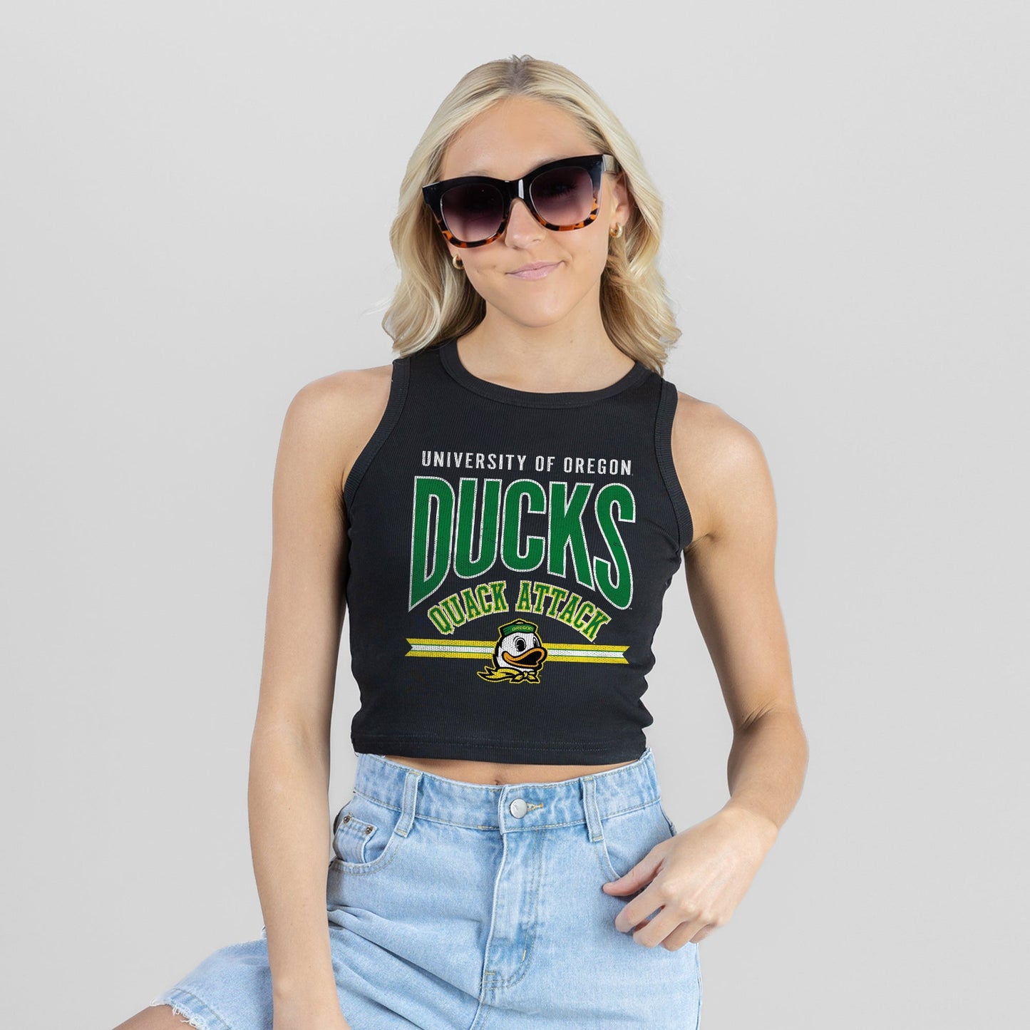 OREGON DUCKS MIC DROP ESSENTIAL RIBBED CROP TANK