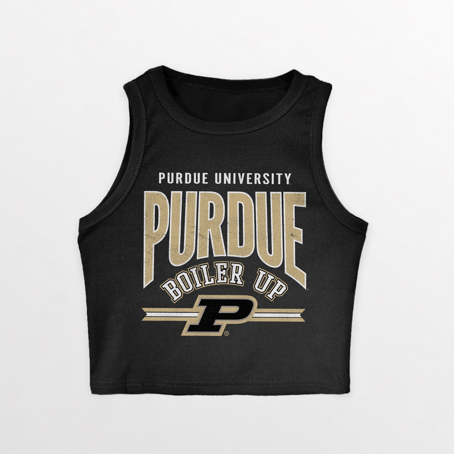 PURDUE BOILERMAKERS MIC DROP ESSENTIAL RIBBED CROP TANK