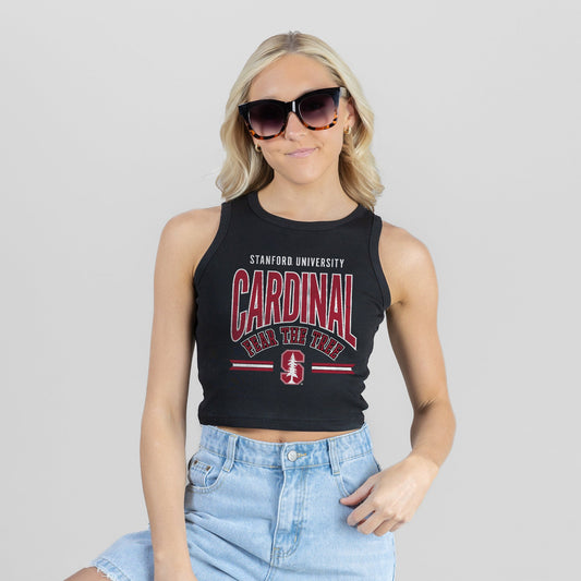 STANFORD CARDINAL MIC DROP ESSENTIAL RIBBED CROP TANK
