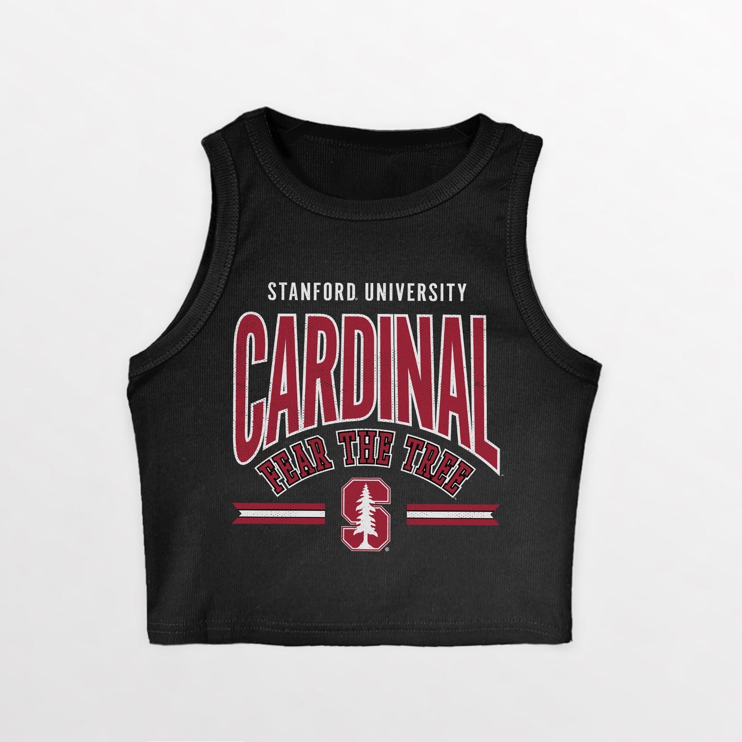 STANFORD CARDINAL MIC DROP ESSENTIAL RIBBED CROP TANK