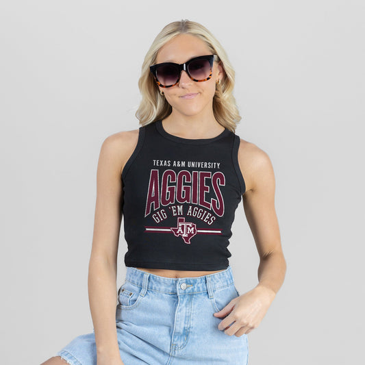 TEXAS A&M AGGIES MIC DROP ESSENTIAL RIBBED CROP TANK