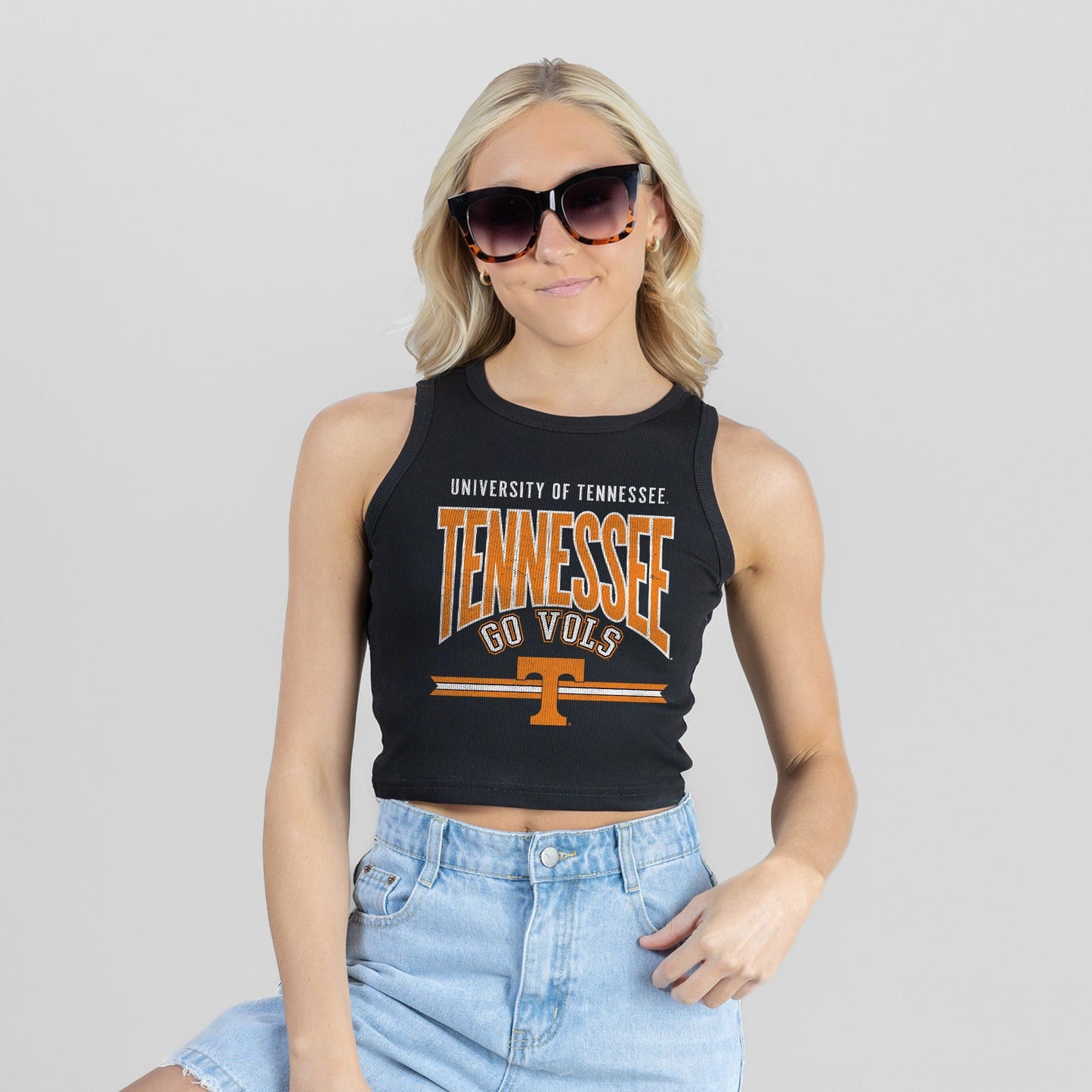 TENNESSEE VOLUNTEERS MIC DROP ESSENTIAL RIBBED CROP TANK