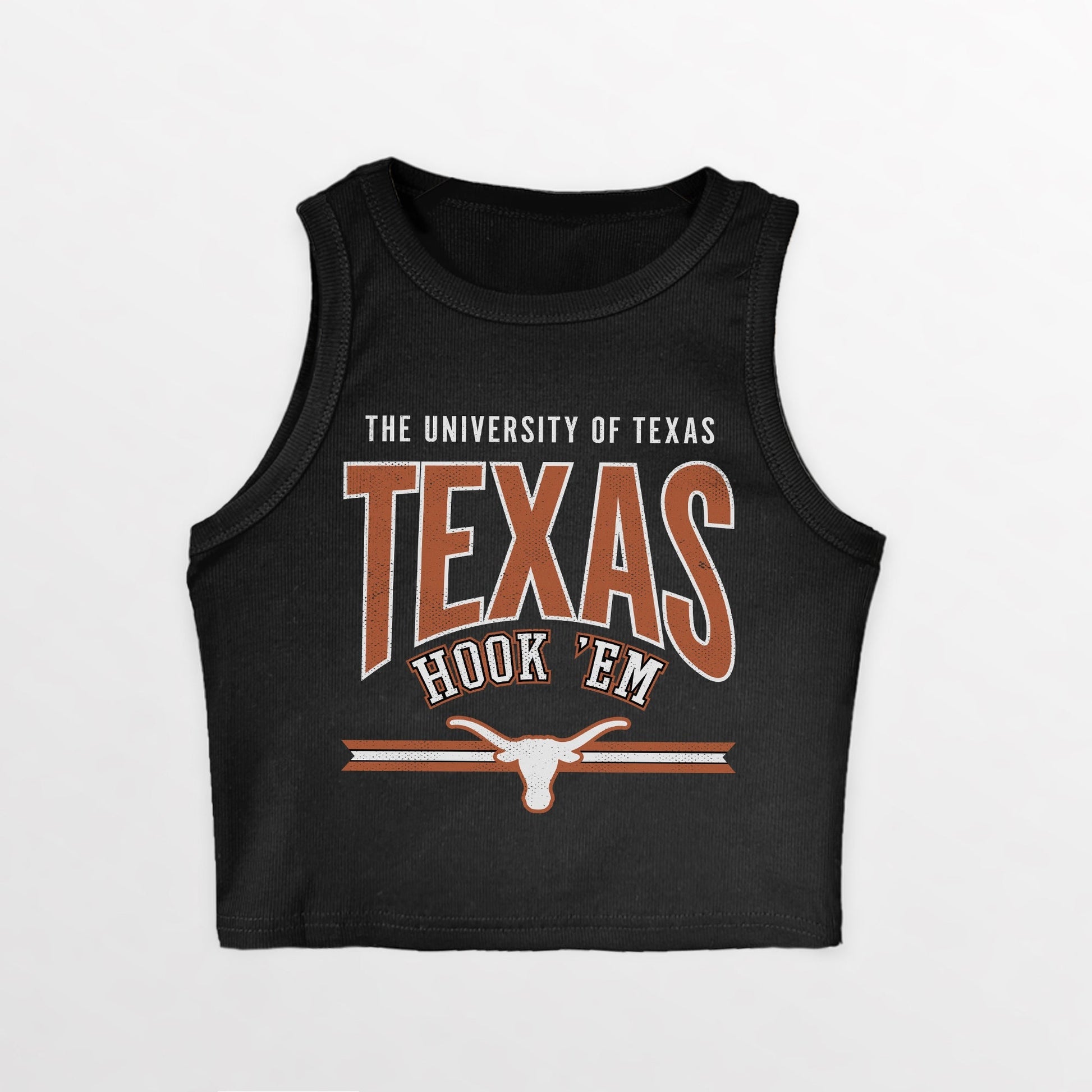 TEXAS LONGHORNS MIC DROP ESSENTIAL RIBBED CROP TANK