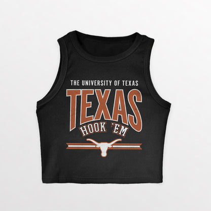 TEXAS LONGHORNS MIC DROP ESSENTIAL RIBBED CROP TANK