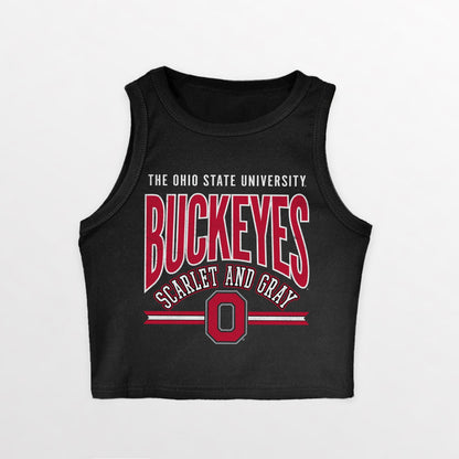 OHIO STATE BUCKEYES MIC DROP ESSENTIAL RIBBED CROP TANK