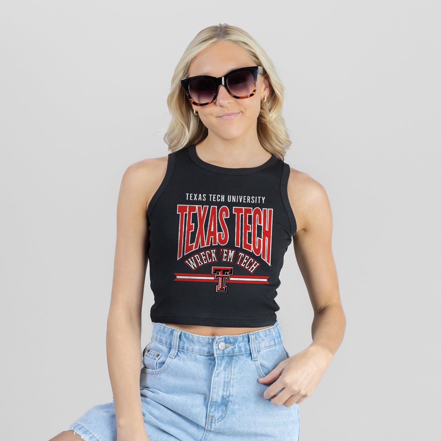 TEXAS TECH RED RAIDERS MIC DROP ESSENTIAL RIBBED CROP TANK