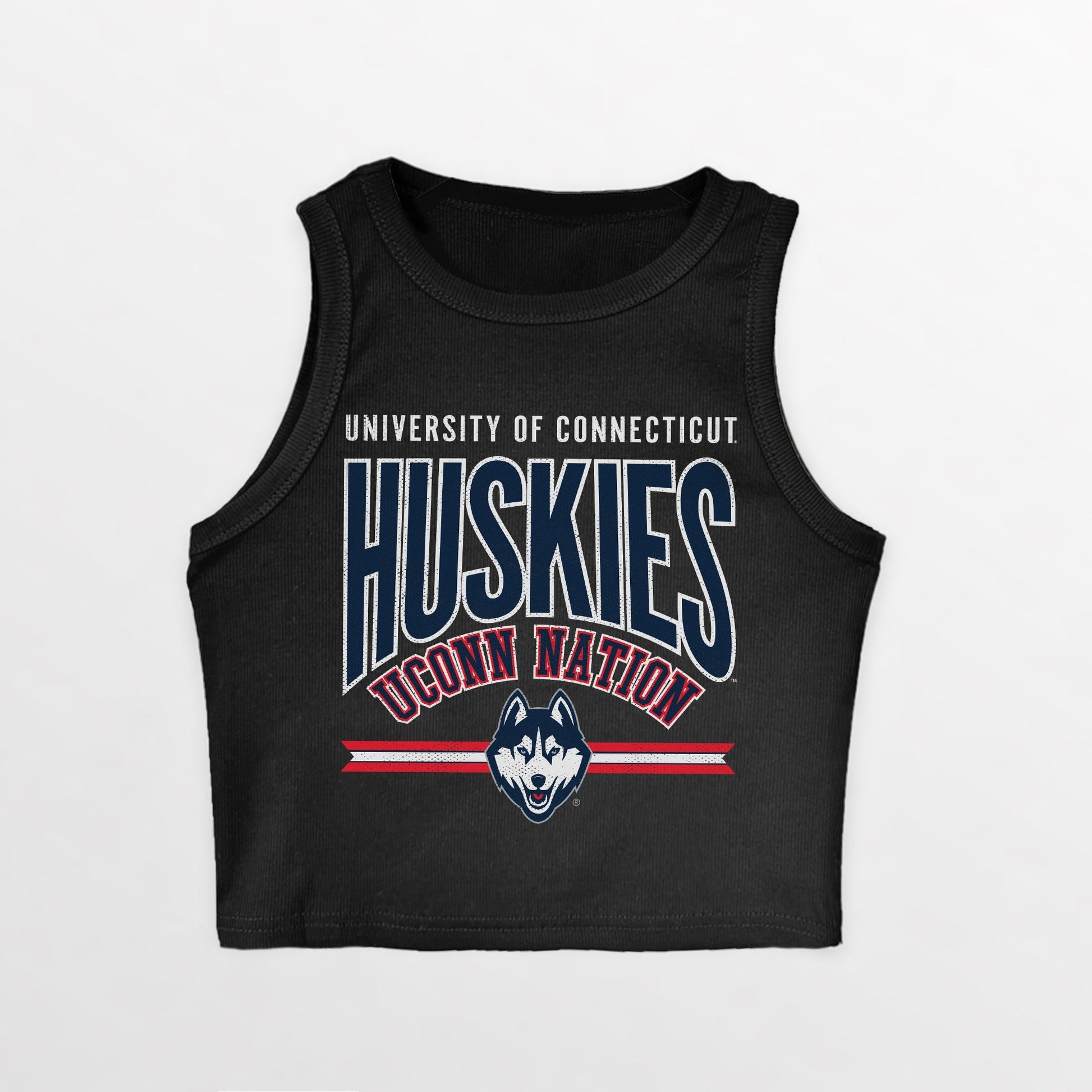 UCONN HUSKIES MIC DROP ESSENTIAL RIBBED CROP TANK