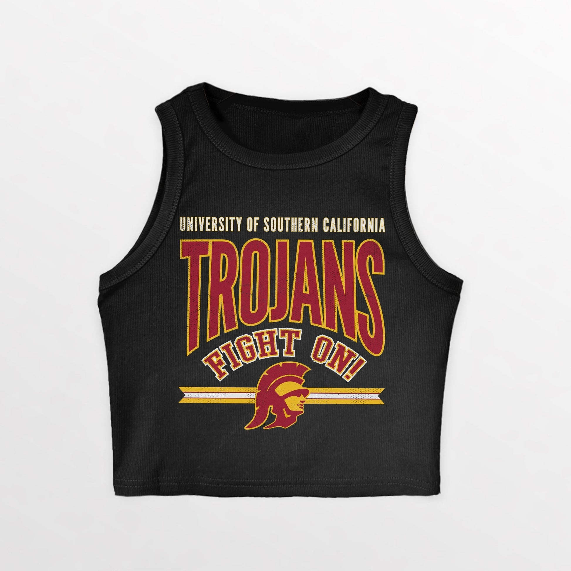 USC TROJANS MIC DROP ESSENTIAL RIBBED CROP TANK