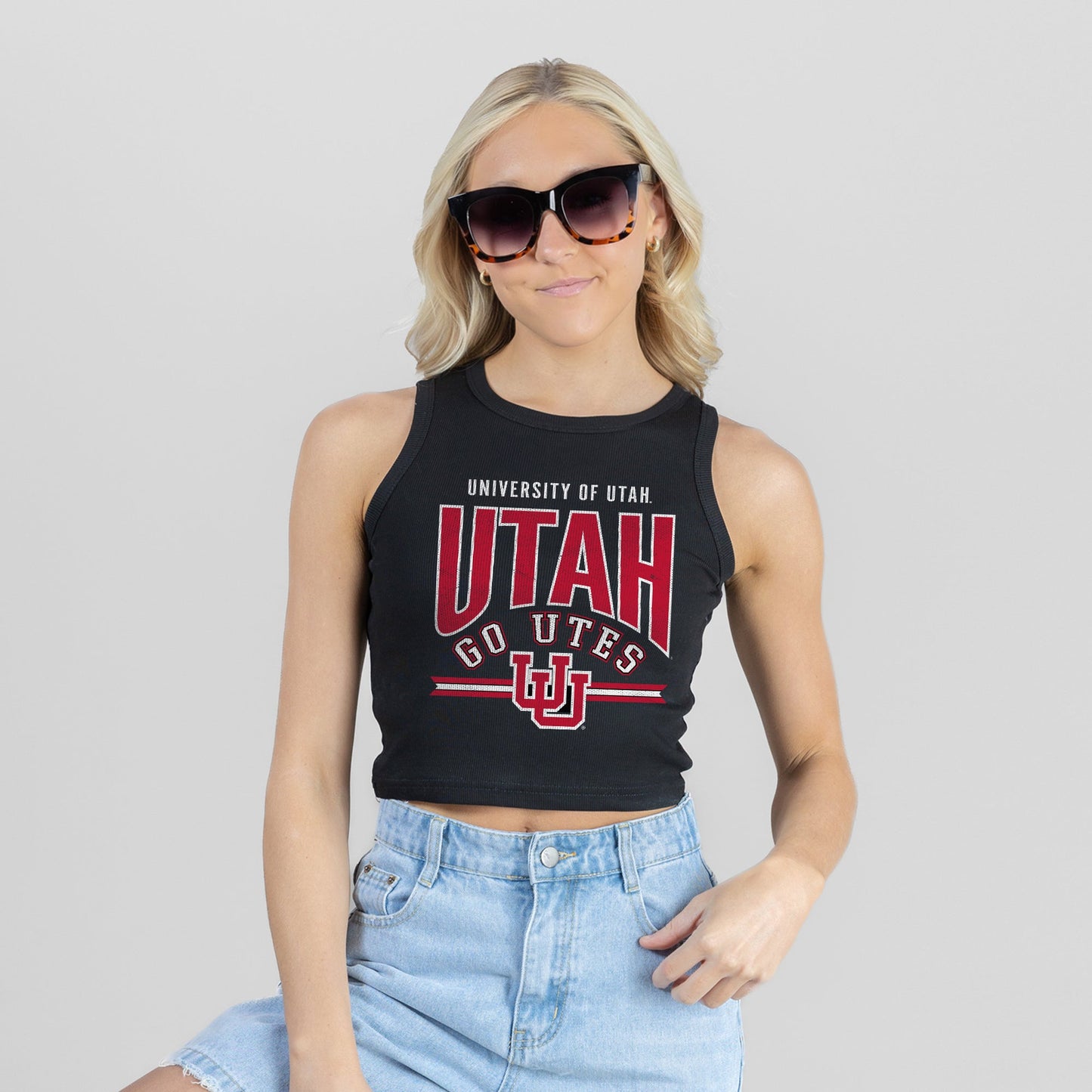 UTAH UTES MIC DROP ESSENTIAL RIBBED CROP TANK